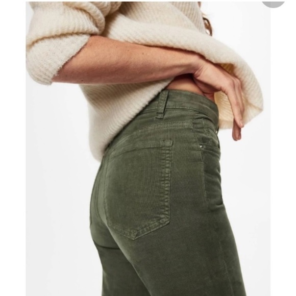 Mango Olive Green Corduroy Boot Cut Pants Size 2 - Picture 6 of 11